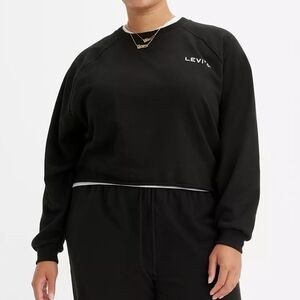 NEW Levi's Sweatshirt Plus 2X Black Logo Cropped  Shirt Relaxed Fit Athletic NEW